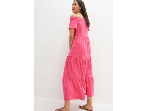 B.P.C różowa sukienka carmen z bawełny organicznej ^44/46