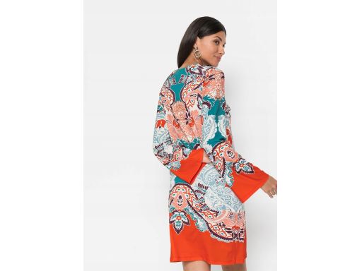 B.P.C Sukienka pomarańczowo-turkusowa ^36/38