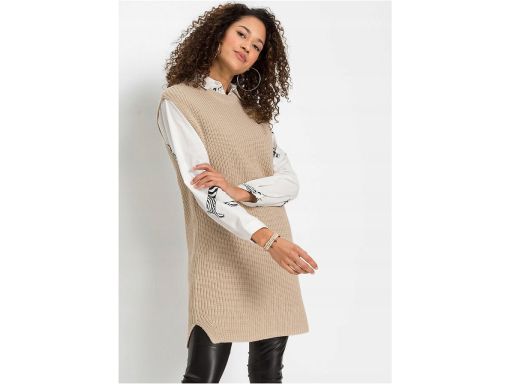 B.P.C długa kamizelka beżowa 36/38.