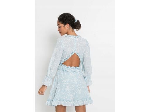 B.P.C szyfonowa sukienka z falbanami niebieska ^42