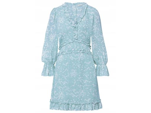 B.P.C szyfonowa sukienka z falbanami niebieska ^42