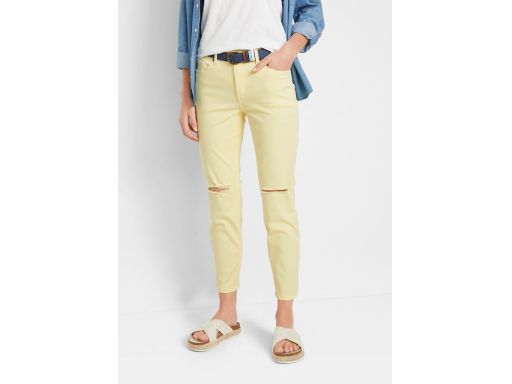 B.P.C jeansy waniliowe 7/8 z dziurami 48.