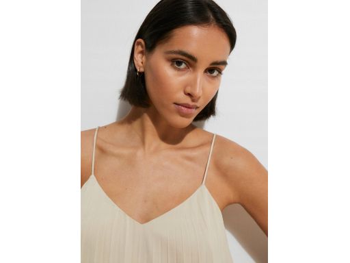 B.P.C sukienka midi beżowa plisowana na ramiączka ^42