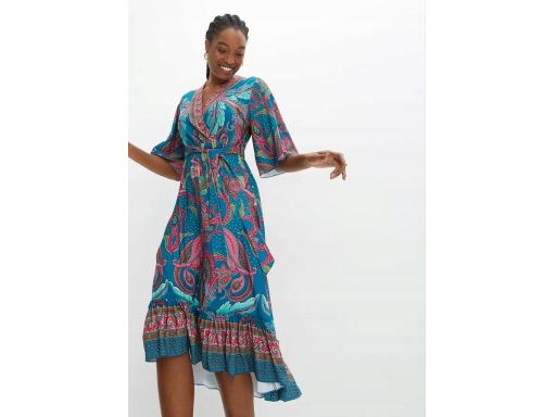 B.P.C sukienka asymetryczna kolorowa we wzory 36/38.