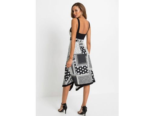 B.P.C asymetryczna sukienka na ramiączka we wzory 44/46.