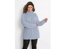 B.P.C sweter z golfem niebieski w warkocze ^36/38