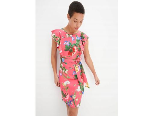 B.P.C sukienka ołówkowa różowa w kolorowe kwiaty 36/38.