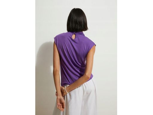 B.P.C fioletowy top ze stójką i marszczeniami 44/46.