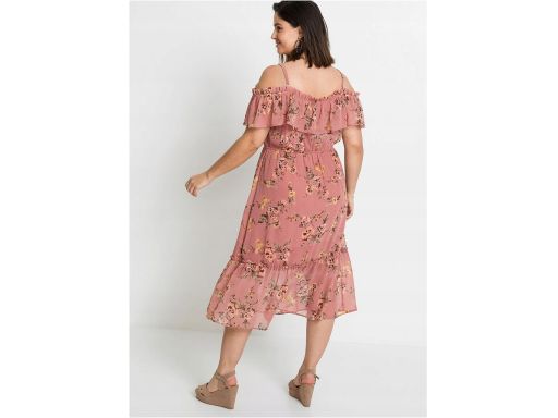 B.P.C midi sukienka odkryte ramiona szyfonowa 38.