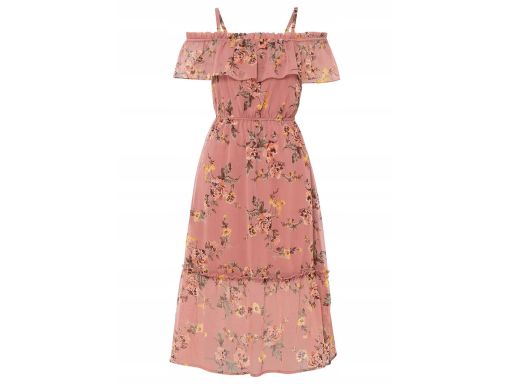 B.P.C midi sukienka odkryte ramiona szyfonowa 38.