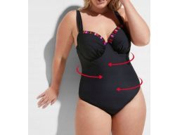 B.P.C czarny kostium silnie modelujący z ozdobnymi kamieniami r.48(95D