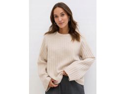 B.P.C krótszy sweter w prążek beżowy ^48/50