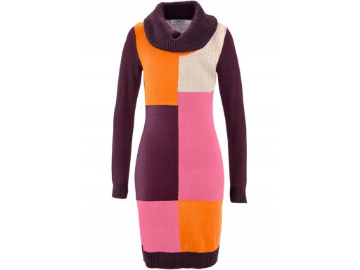B.P.C fioletowa dzianinowa sukienka z golfem 52/54