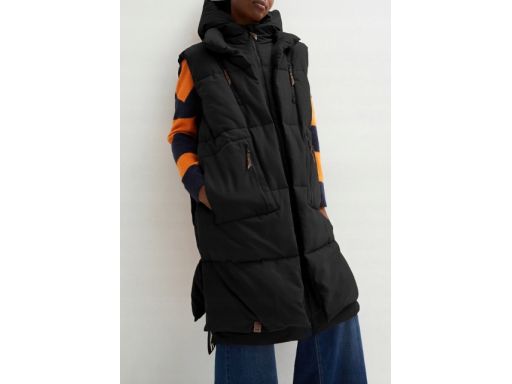 B.P.C długa czarna kamizelka bezrękawnik pikowany ^46