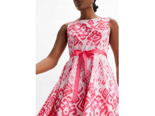 B.P.C biało-różowa sukienka z wiązanym paskiem ^44/46