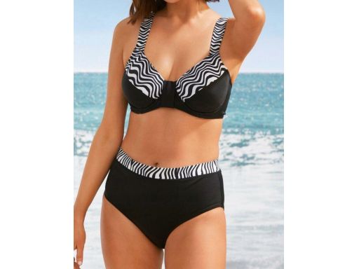 B.P.C bikini minimizer czarny wzór zebry z figami 44 (85D).