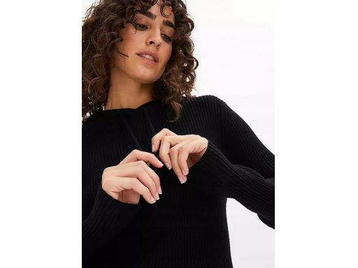 B.P.C bluzka dzianinowa prążkowana z kapturem czarna ^48/50