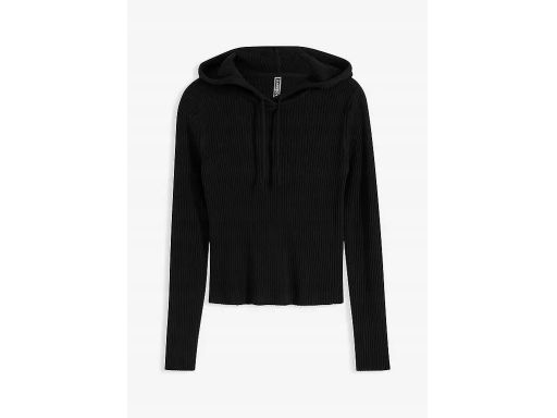 B.P.C bluzka dzianinowa prążkowana z kapturem czarna ^48/50