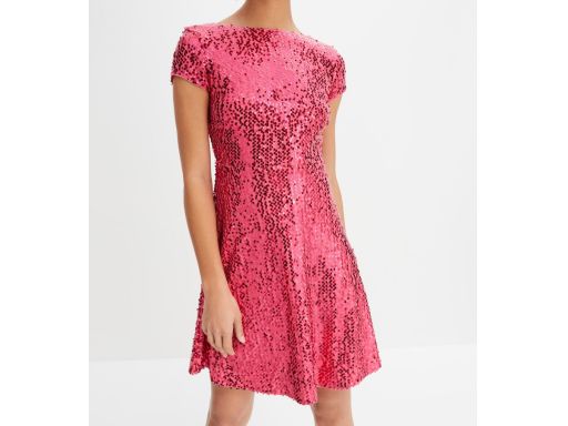 B.P.C sukienka cekinowa różowa dekolt na plecach r.40/42