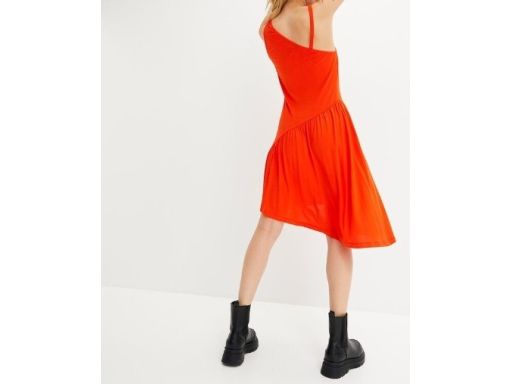 B.P.C asymetryczna sukienka z falbanami czerwona letnia r.44/46