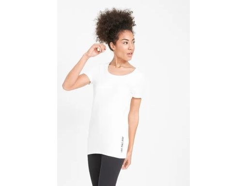 B.P.C t-shirt sportowy biały dłuższy z napisami r.44/46