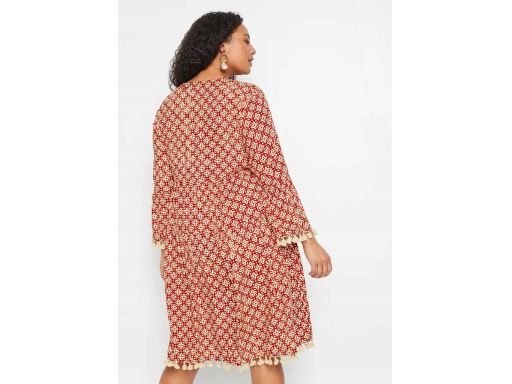 B.P.C sukienka tunikowa we wzory z frędzlami boho 48.