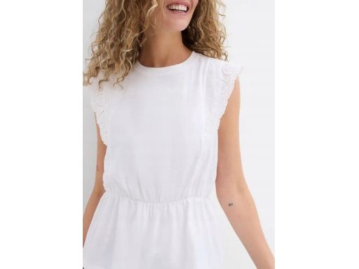 B.P.C bawełniana bluzka biała ażurowe rękawki r.36/38