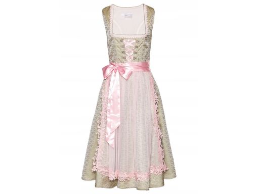 B.P.C. sukienka ludowa midi z rożowym fartuszkiem ^46