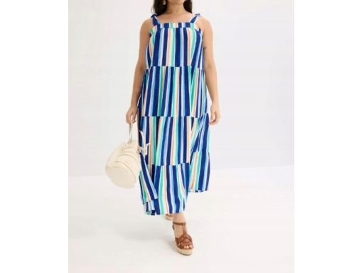 B.P.C sukienka kolorowa we wzory letnia z krepy r.42