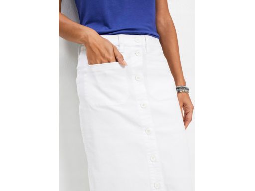 B.P.C biała spódnica jeansowa prosta bawełna guziki 46