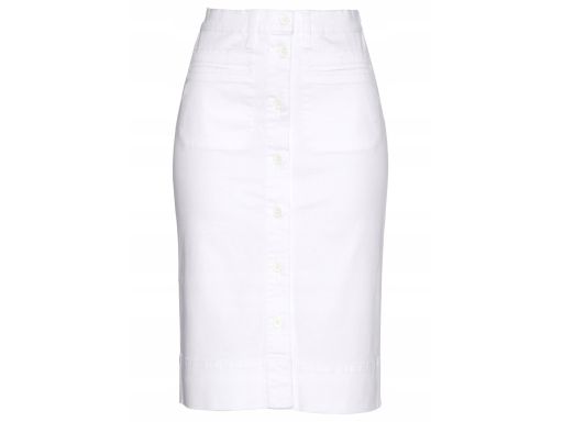 B.P.C biała spódnica jeansowa prosta bawełna guziki 46