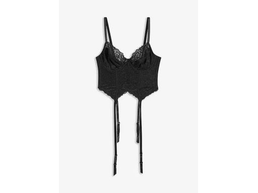 B.P.C czarny gorset usztywniany z odpinanymi paskami do pończoch ^100E