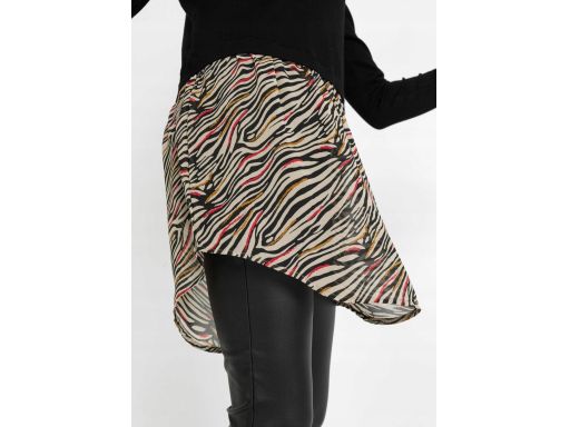 B.P.C czarny sweter z koszulową wstawką szyfonową 36/38.