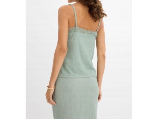 B.P.C top krepowany szałwiowy z koronką r.48/50