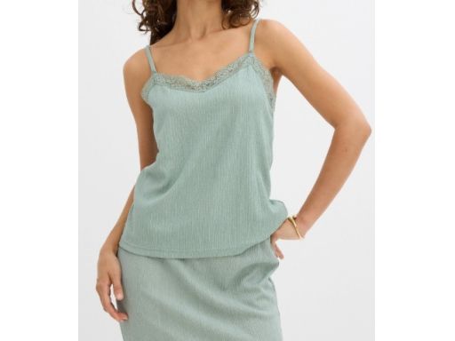 B.P.C top krepowany szałwiowy z koronką r.48/50