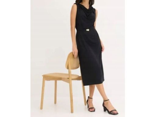 B.P.C czarna sukienka trykotowa z lejącym dekoltem ^48/50