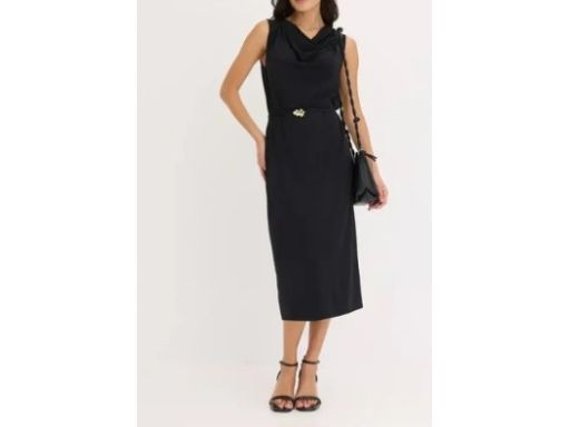 B.P.C czarna sukienka trykotowa z lejącym dekoltem ^48/50