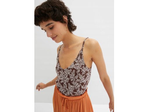 B.P.C top na cienkie ramiączka brązowy w białe wzory r.44/46