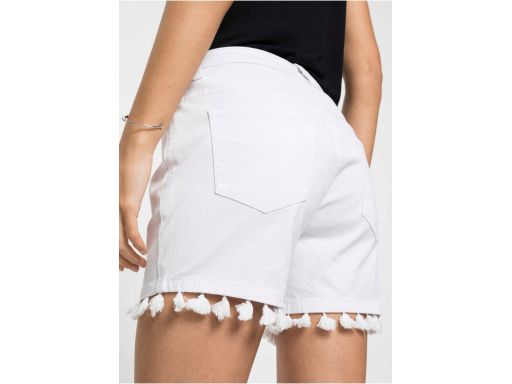 B.P.C białe krótkie spodenki z frędzlami r.40
