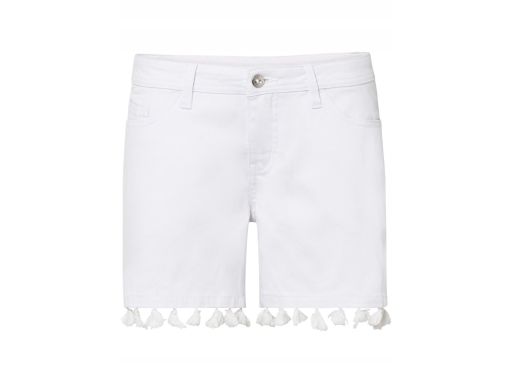 B.P.C białe krótkie spodenki z frędzlami r.40