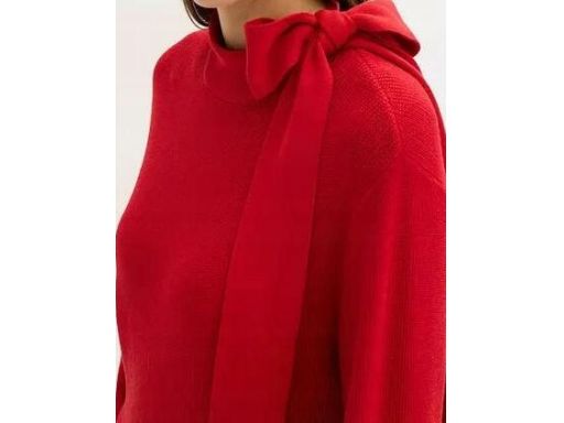 B.P.C sukienka dzianinowa czerwona z wiązaniem przy dekolcie r.40/42