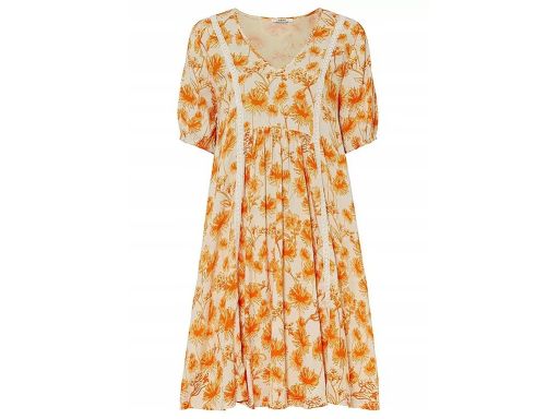 B.P.C sukienka tunikowa beżowa w pomarańczowe kwiaty z koronką ^46