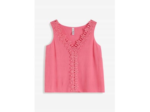 B.P.C bluzka top z krepy różowa z koronką 42.