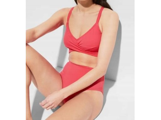 B.P.C bikini bustier wiązane różowe z figami 40.