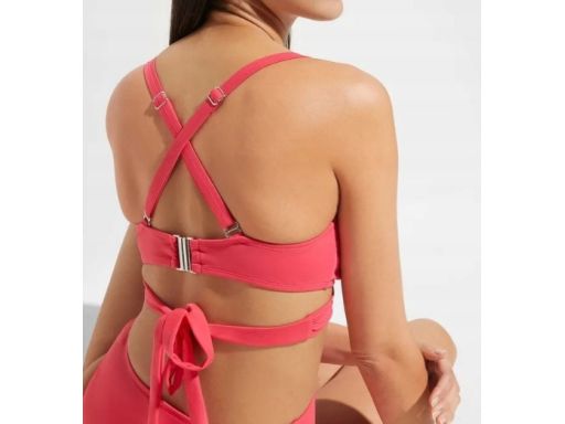 B.P.C bikini bustier wiązane różowe z figami 40.