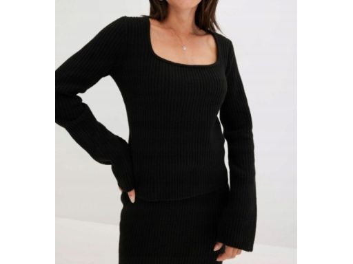 B.P.C sweter czarny dekolt karo prążkowany r.44/46