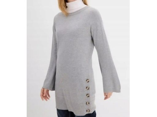 B.P.C sweter długi szary z guzikami r.36/38