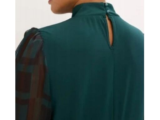 B.P.C sukienka butelkowa zieleń z szyfonowymi rękawami 40/42.