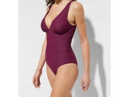 B.P.C kostium jednoczęściowy jagodowy z marszczeniami 38.