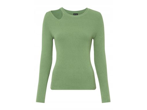 B.P.C bluzka dzianinowa z wycięciem zielona prążkowana 48/50.